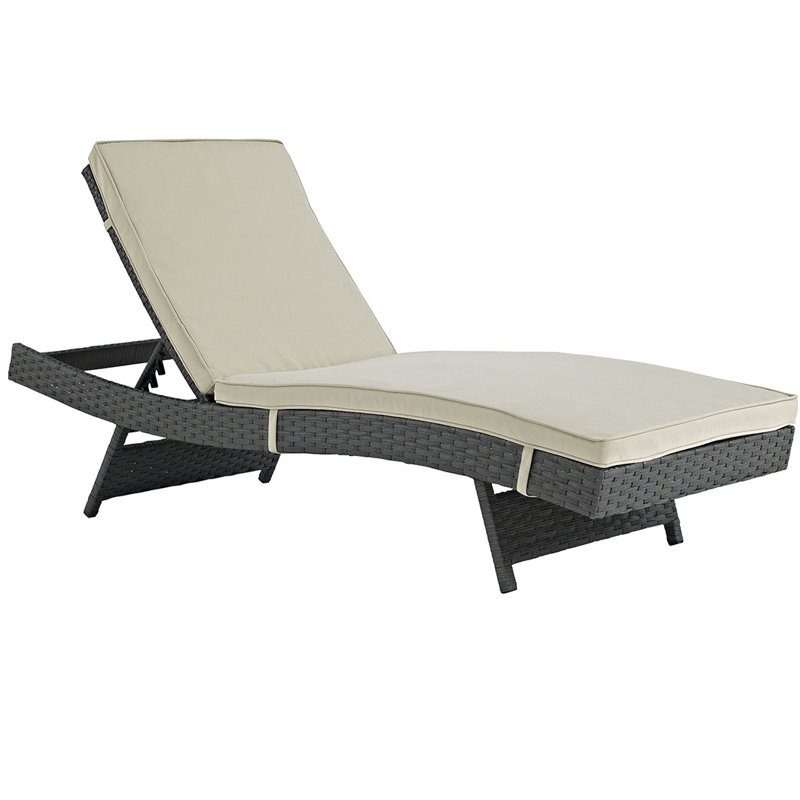 Modway Stopover Outdoor Patio Sunbrella Chaise, Antique Beige Sunbrella® Canvas