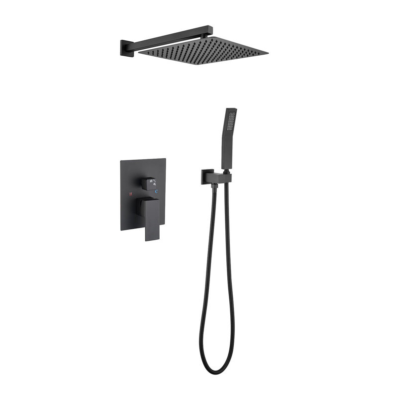 12" Rain Shower Head System Bathroom, Wall Mounted Matte Black, Brass & Stainless, Revitalize Your Senses Replenish