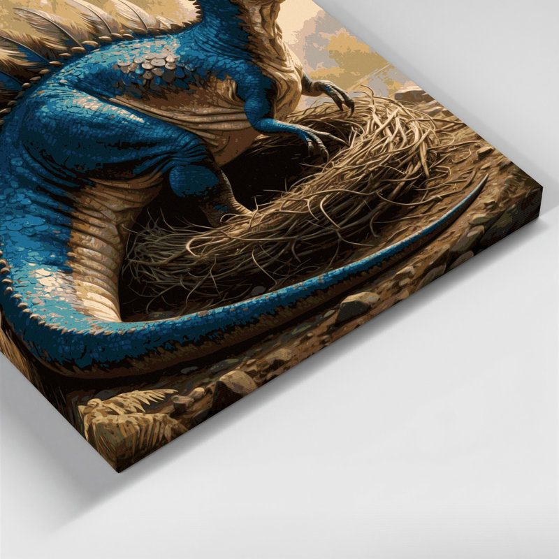 «Dinosaur Oviraptor», art mural sur toile brune, H 16 po x l 20 po