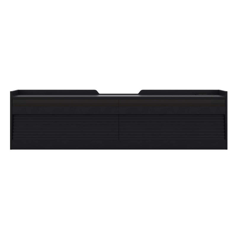 Meuble télé avec ports de chargement intégrés, meuble télé avec console à DEL de 68,9 po et centre de divertissement avec 4 tiroirs
