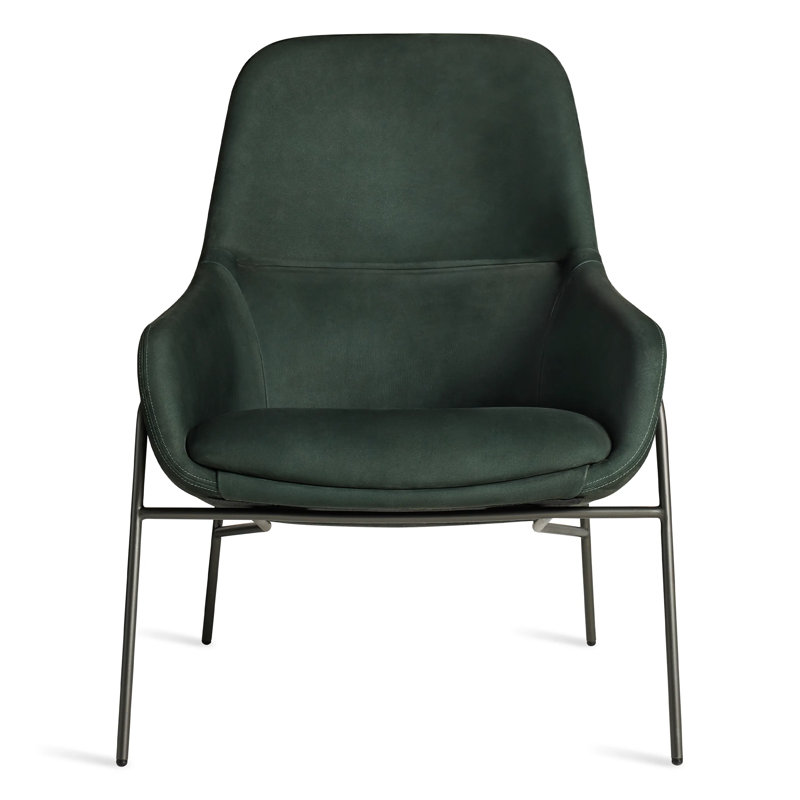Acre Lounge Chair, Blackened Steel, Navy Green Leather