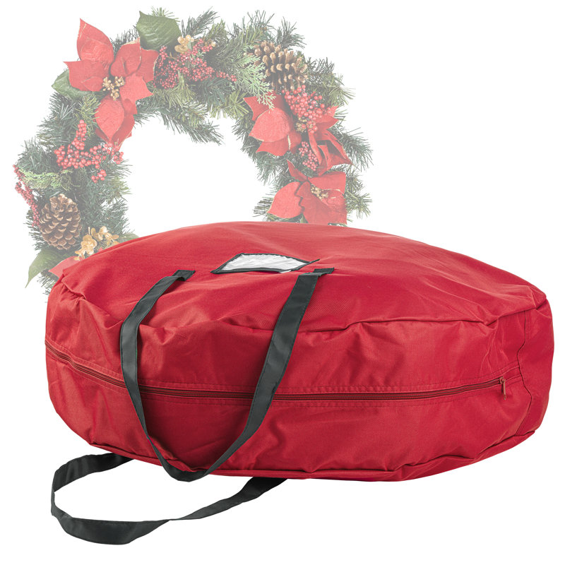 Rangement pour couronne de Noël Alpert résistant à l'humidité, H 8 po x l 3 po x P 30 po, Rouge
