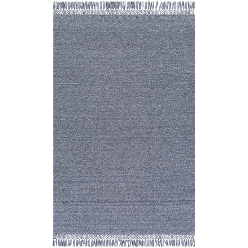 Tapis intérieur / extérieur gris tissé à plat à la main Loretta, Rectangle 5 pi x 7 pi 6 po