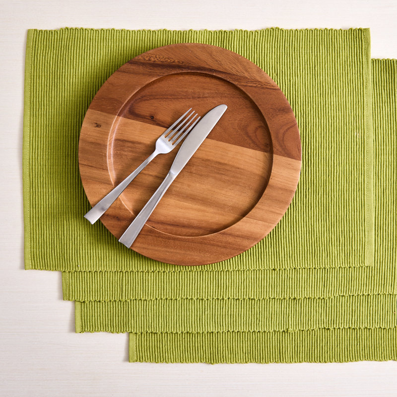Solid Ribbed Placemat Set/4, Green