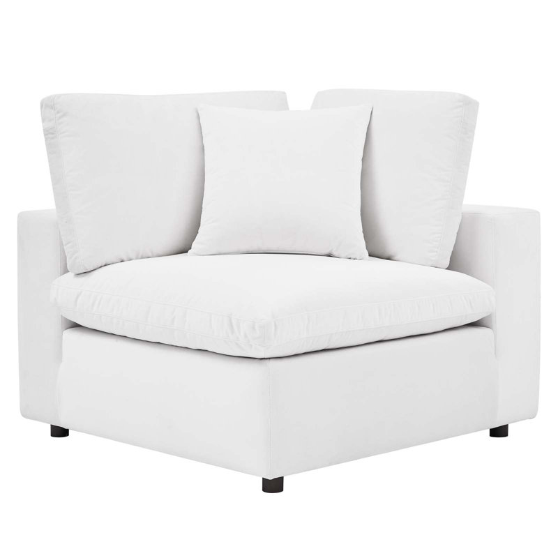 Commix 80" Velvet Square Arm Sofa, White Velvet