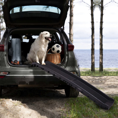 Black Pet Ramp For Off-road Trips - & Safe, Supports Up To 90kg Pets, Slip Design, Foldable Easy Transport Storage Facilities Vehicle Black, Strong An