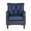 Fauteuil Redi vintage à oreilles de 75 cm de large, recouvert de similicuir et doté de pieds en bois massif.-129167337