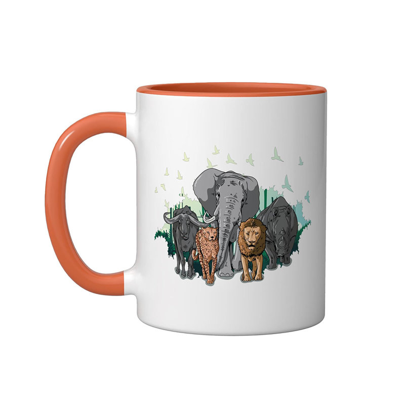 Animals Ceramic Mug, Orange/White, 11oz