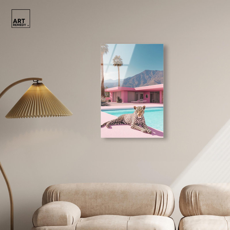 Art mural en verre acrylique lustré sans cadre Leopard, H 30 po x l 20 po