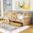 Storage Wooden Floor Bed with Guardrails and 2 Drawers-93548540-93548536