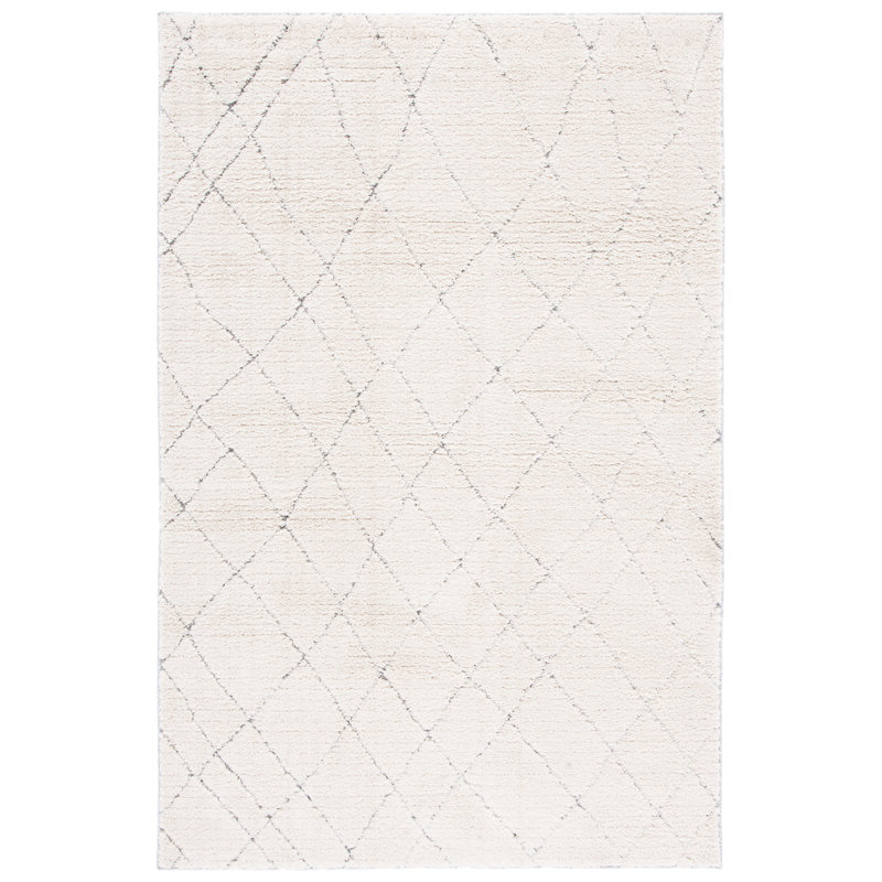 Handmade Gray Abstract Tufted Wool Shag Rug