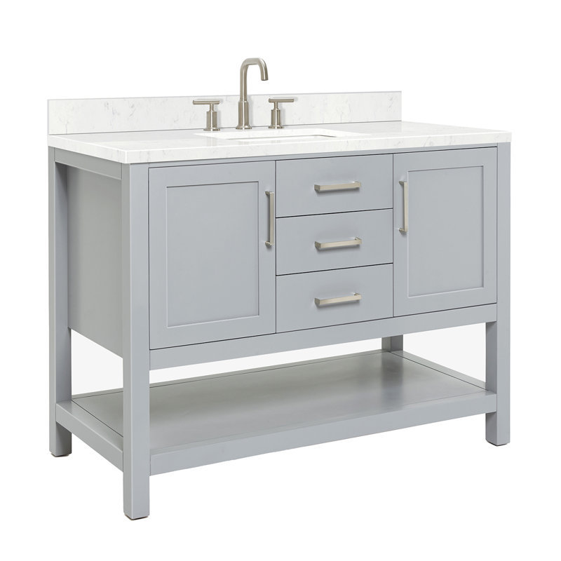 48.25'' Single Bathroom Vanity with Carrara Quartz Top, Gray