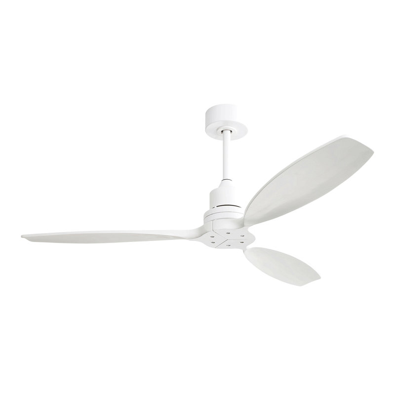 52 Inch Wood Blade Low Profile Ceiling Fan With 6 Speed Remote Control For Patio Living Room