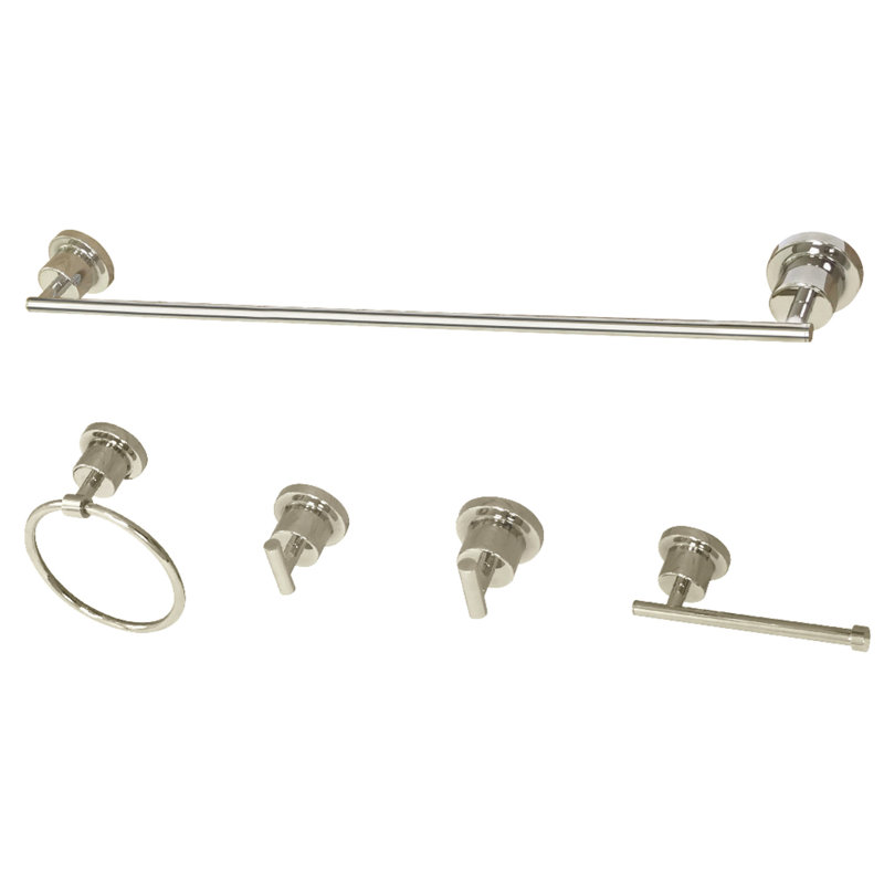 Ensemble de quincaillerie de salle de bain 5 pièces Concord, Nickel poli