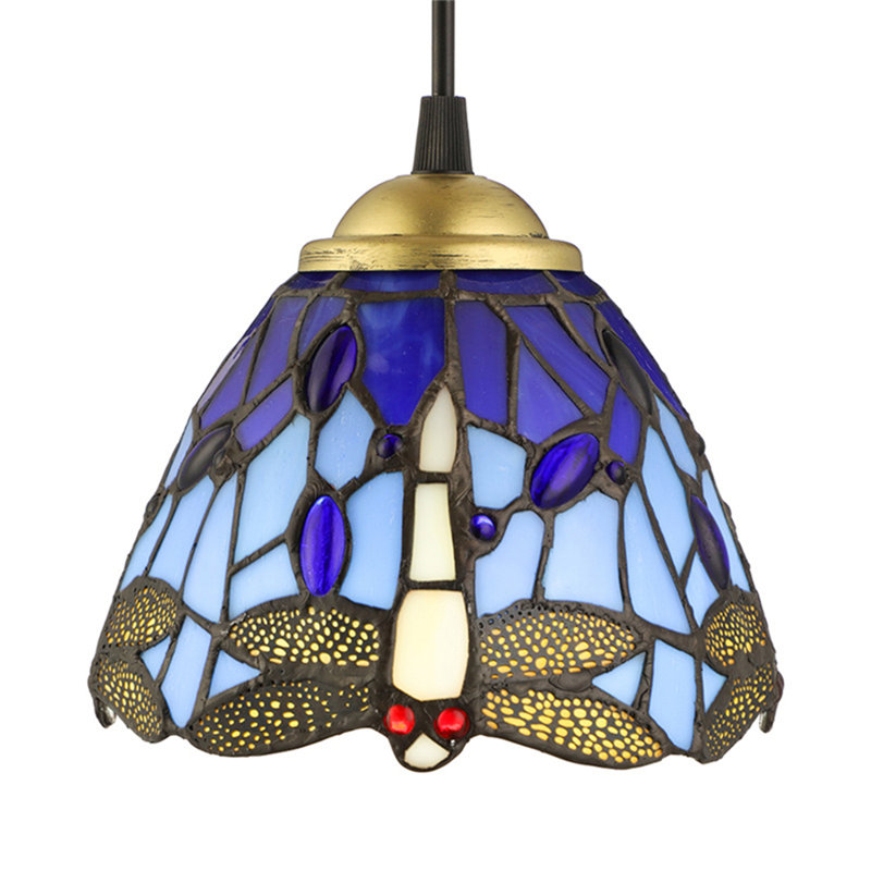 Stained Glass Pendant Lamp in Dragonfly Pattarn