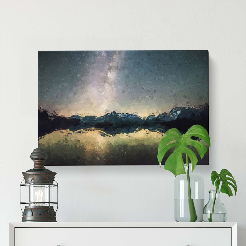 Starry Night Blue & Yellow In Abstract - Wrapped Canvas, 50cm H x 76cm W x 3cm D