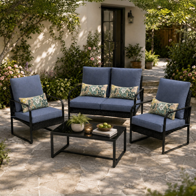  Outdoor Seat/Back Cushion, 22" W x 24" D, Chambray Blue