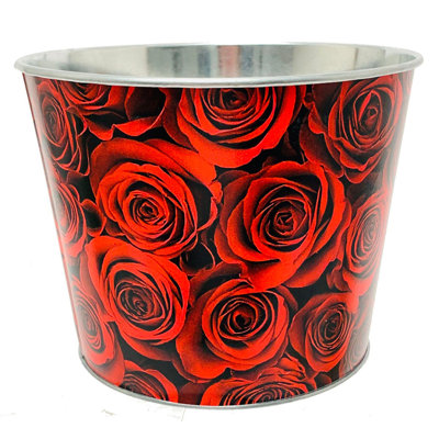 Seau à imprimé de roses rouges