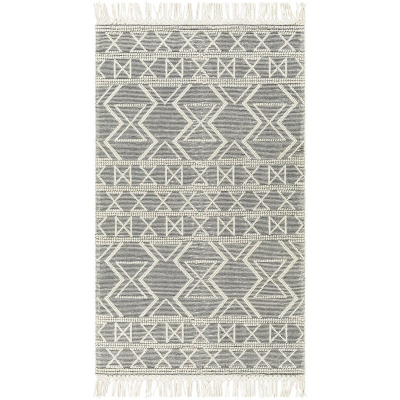 Tapis gris anthracite / beige à tissage plat Anelisse, Rectangle 2 pi 3 po x 3 pi 9 po