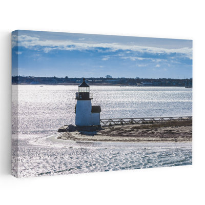 Usa, New England, Massachusetts, Nantucket Island, Nantucket Town, Brnt Point Lighthouse From Nantucket Ferry Contemporary Architecture Wall Art