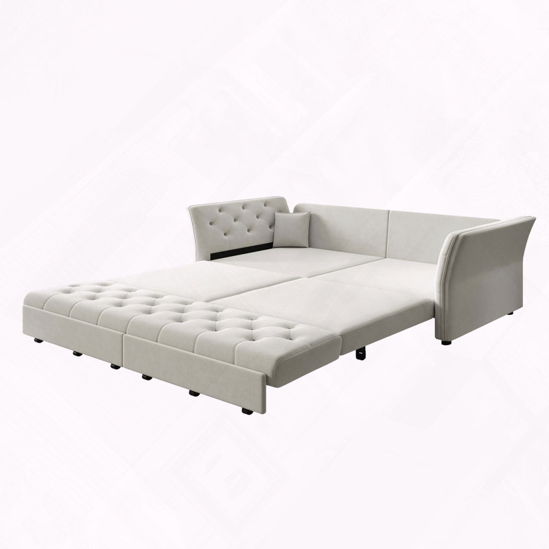 Canapé-lit Velvet, H 35 po x l 74,4 po x P 33,9 po, Gris clair