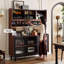 Buffet en bois massif noir et noyer