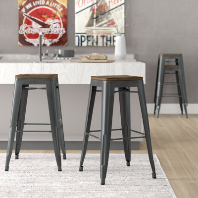 Gaikwad Counter Stool with Metal Frame