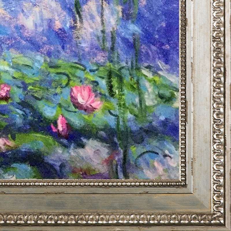 "water lilies" par claude monet, peinture sur toile encadrée, H 26 po x l 30 po x P 2 po, Très grand Versailles antique