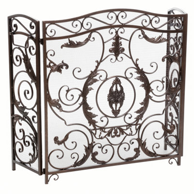 3 Panel Iron Fireplace Screen