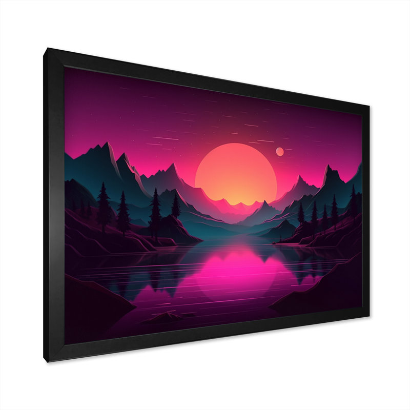 «Pink Nebular Wonderland III», reproduction, H 12 po x l 20 po x P 1 po, Cadre photo noir