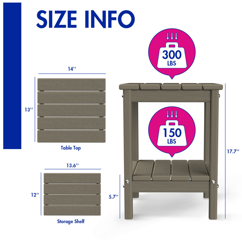 HDPE Outdoor Adirondack Side Table, Beige