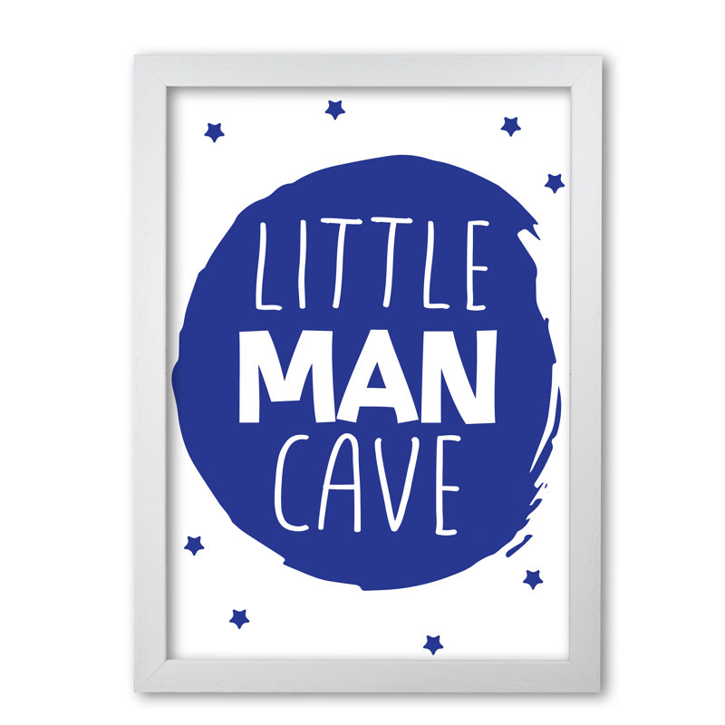 Little Man Cave Circle - Print, 30 cm H x 21 cm W x 5 cm D, White Grain Frame