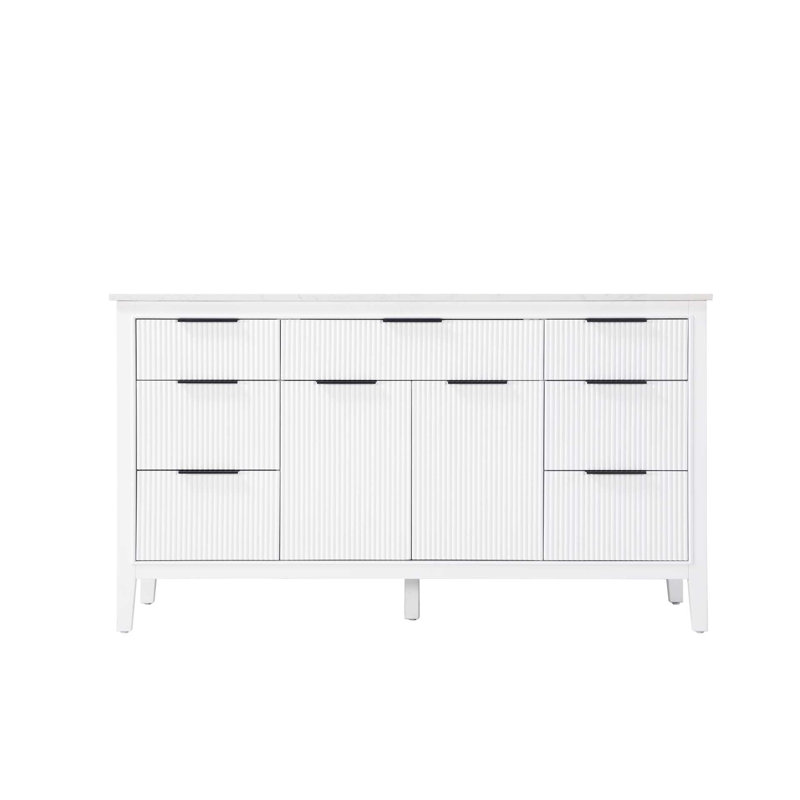 Meuble-lavabo simple 60 po blanc, Blanc, 60"