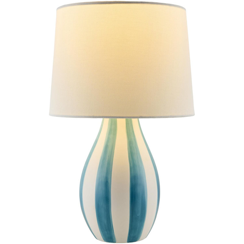 Owes Table Lamp, Teal/White