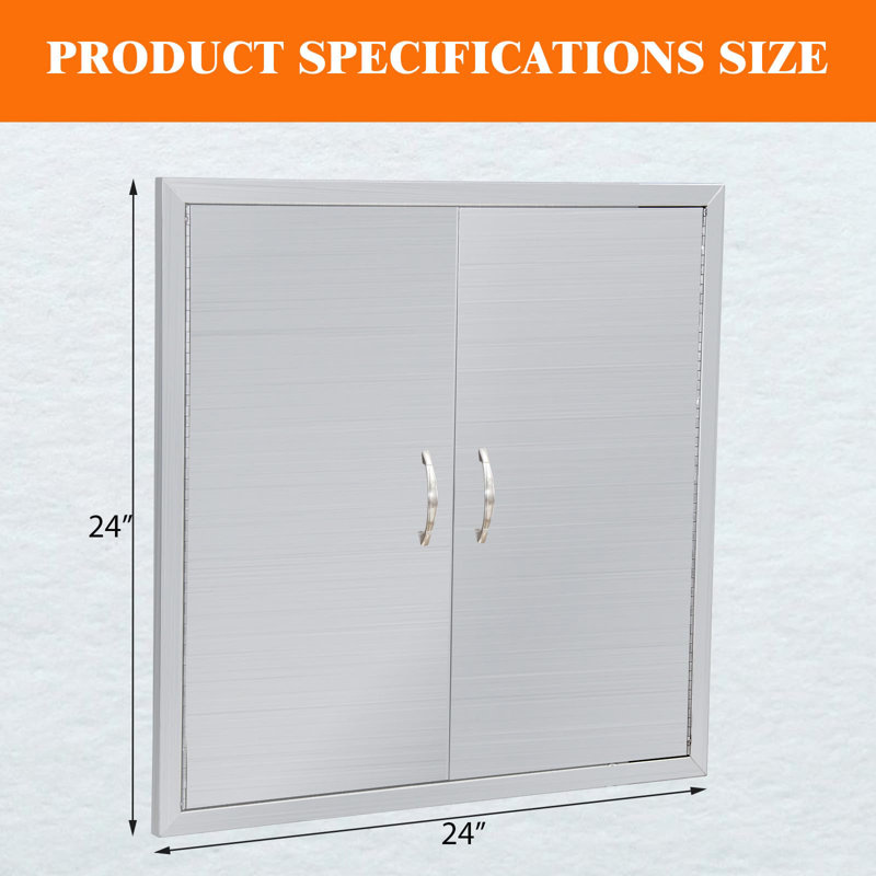 Portes de cuisine d'extérieur, portes de cuisine d'extérieur en acier inoxydable l 24 po x H 24 po, porte d'accès encastrée pour barbecue