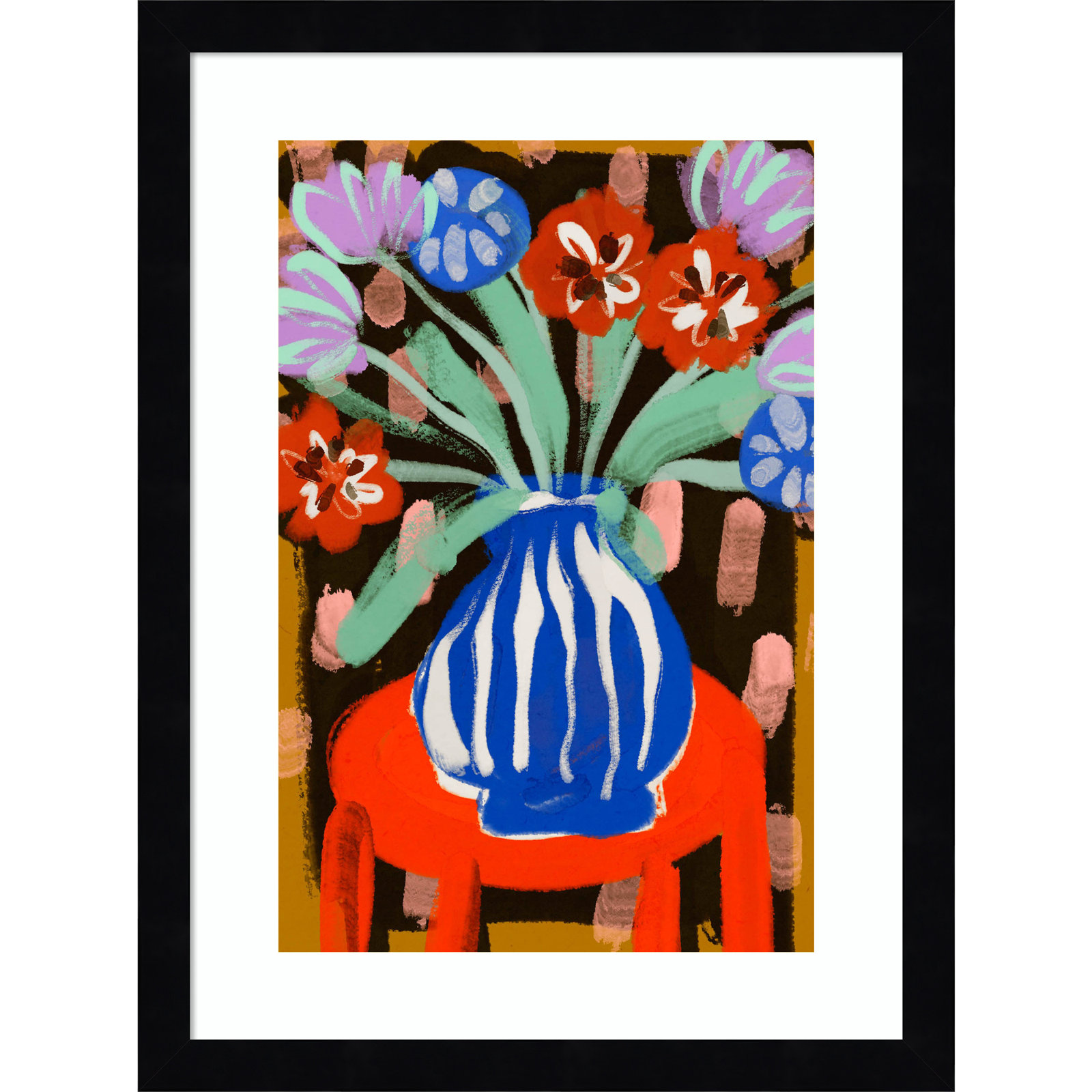 Floral Still Life No 2 by Treechild Wood Framed Wall Art Print, Black, 17" H x 13" W