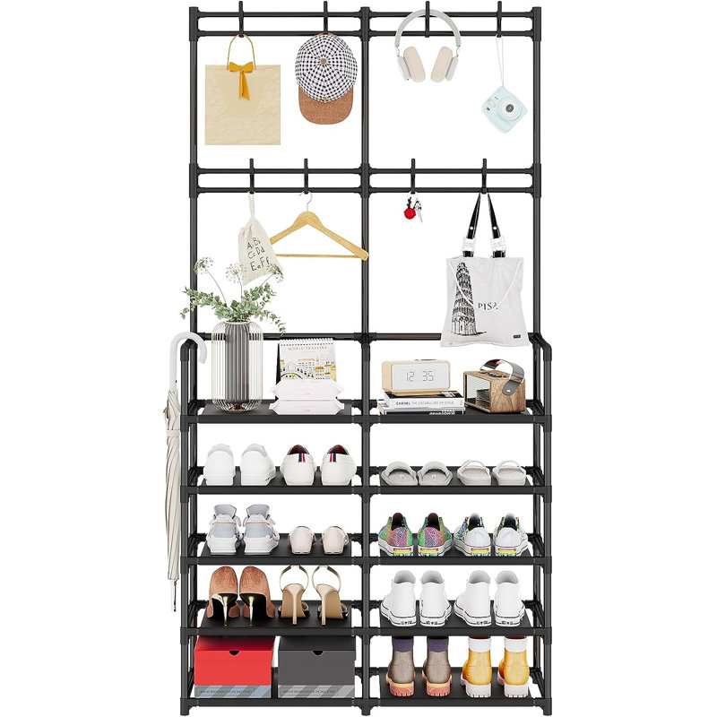 Madellyn Steel Freestanding Coat Rack, Black