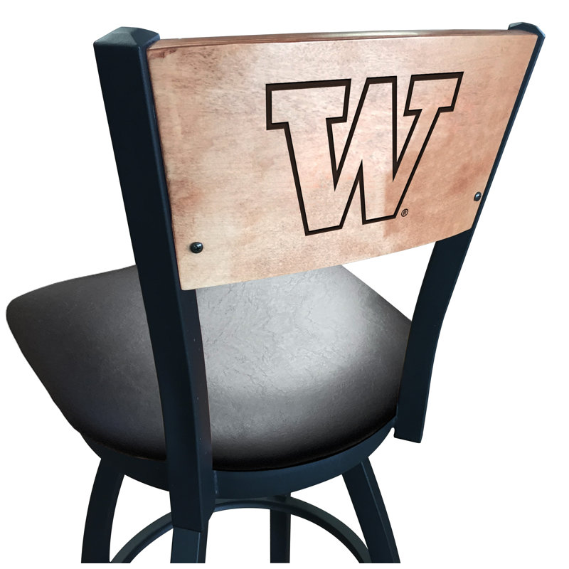 Tabouret tournant NCAA, Vinyle noir, Huskies de Washington, Tabouret de comptoir (siège d'une hauteur de 25 p