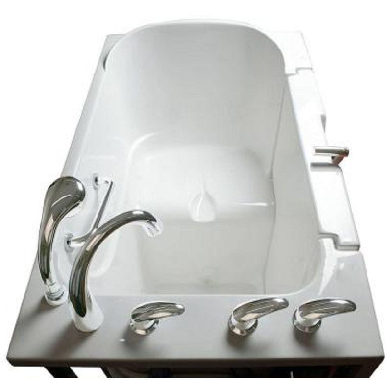 Baignoire de trempage gauche avec robinet intégré 52 po x l 30 po avec siège intégré L 52 po x l 30 po, Blanc, Gauche