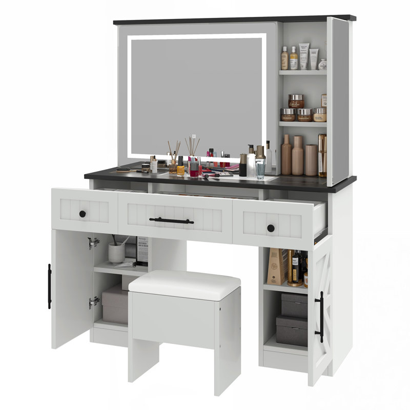  Makeup Vanity With LED Lighted Mirror