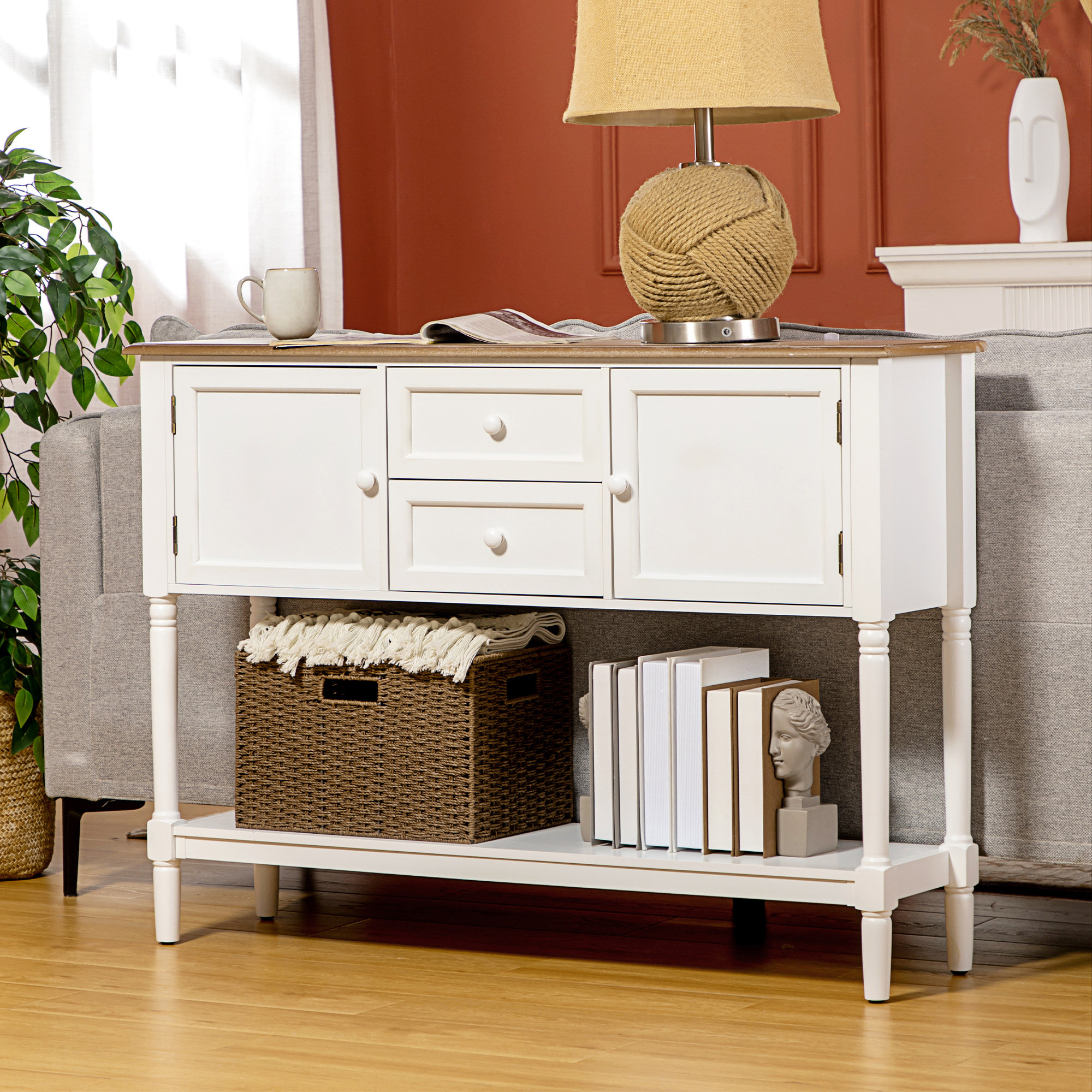 Alcott Hill® Console Table With Drawers, Vintage Console Table Entryway