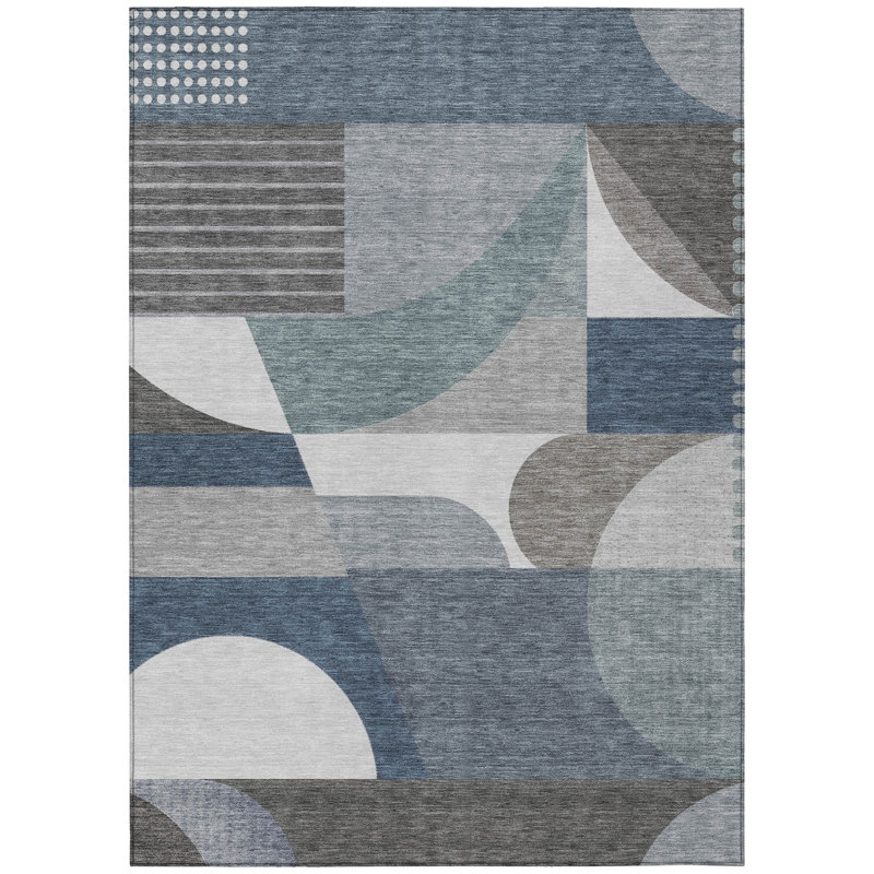 Tapis gris intérieur / extérieur lavable à la machine Cinead ACN1667, Rectangle 10 pi x 14 pi