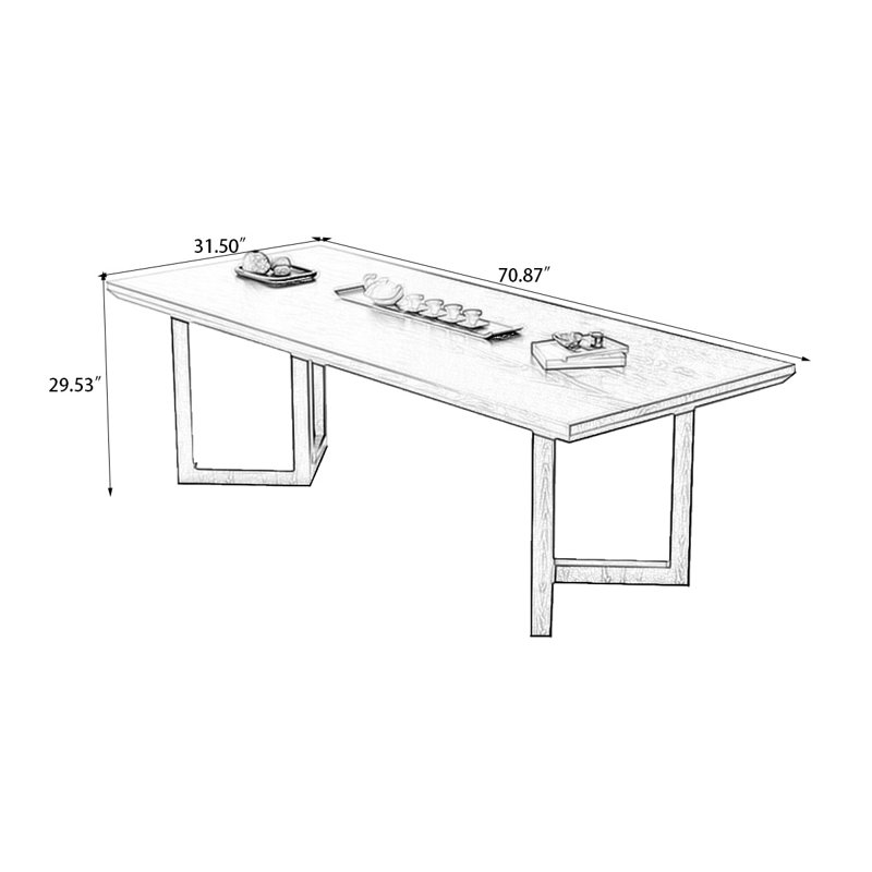 Black Rectangular Solid Wood Dining Table, 29.53"H x 70.87"L x 31.5"W