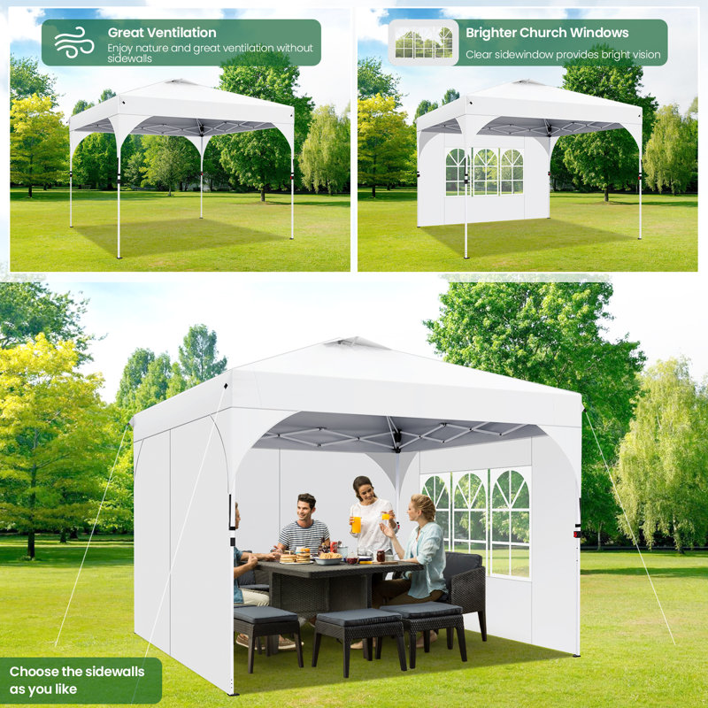 Tent 10x10 Pop up Canopy Outdoor Shade with Sidewalls UPF 50+ Waterproof Canopy, White