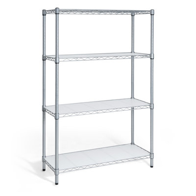 Étagère grillagée à 4 niveaux à hauteur réglable NSF avec doublure, L 36 po x l 14 po x H 54 po