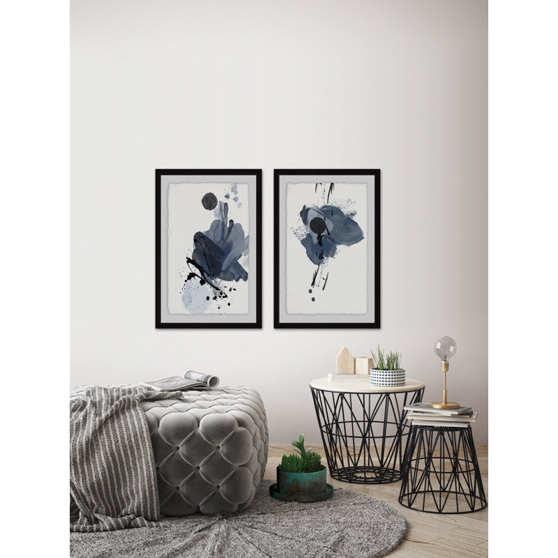 « Dark Strokes », ensemble de 2 reproductions d’art encadrées sur papier, H 24 po x l 16 po x L 1,5 po