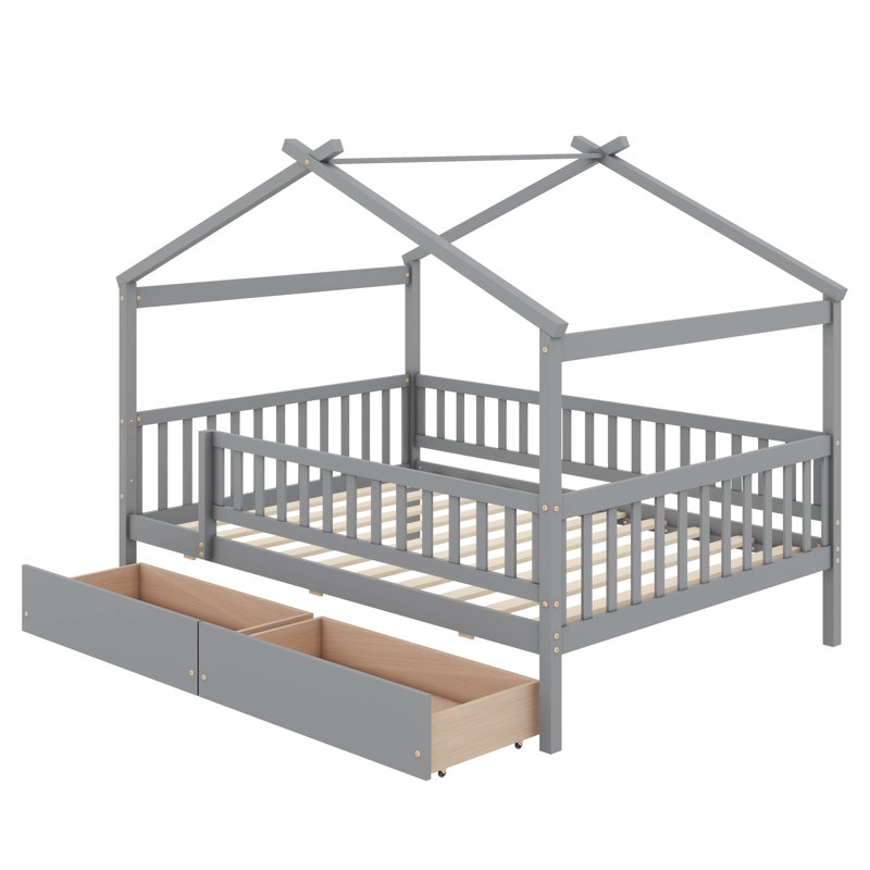 Lit simple en bois, Gris