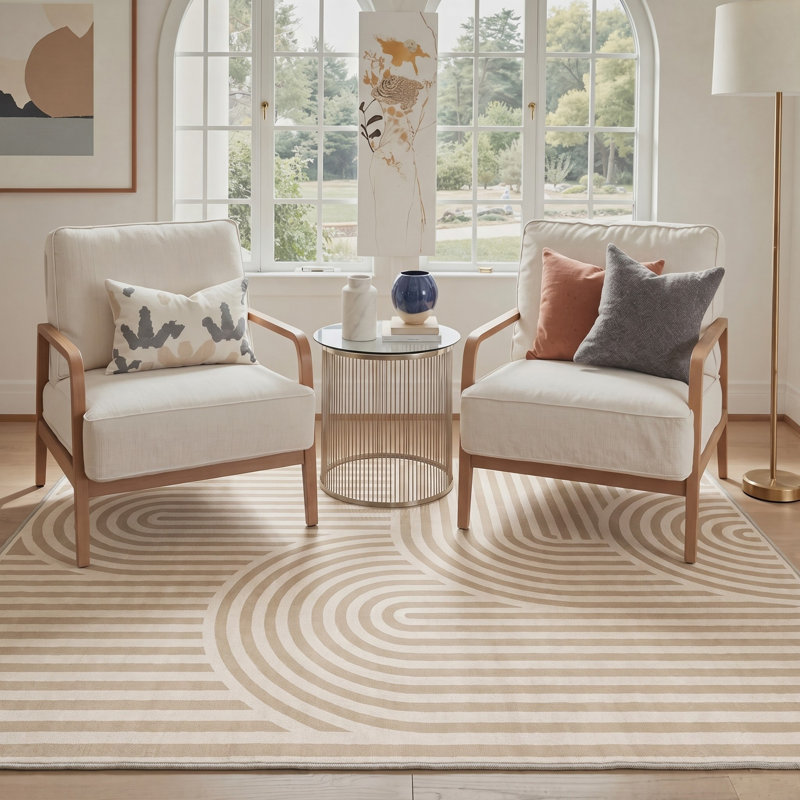 Tapis de couloir beige / brun lavable à la machine avec envers antidérapant, Tapis de couloir 2 pi 6 po x 8 pi