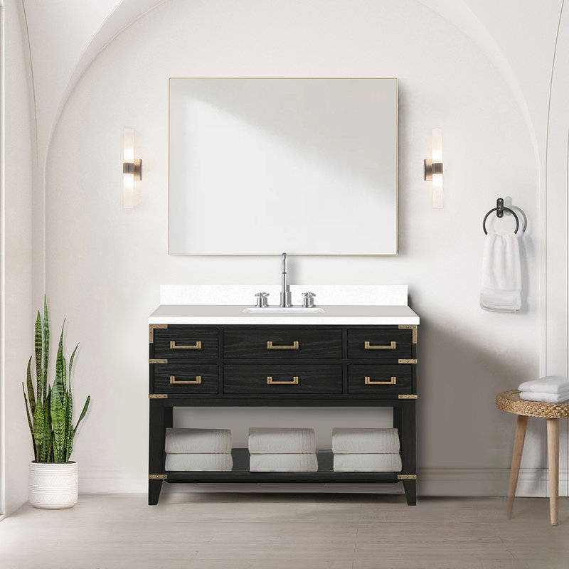 Meuble-lavabo simple avec plateau en marbre de culture