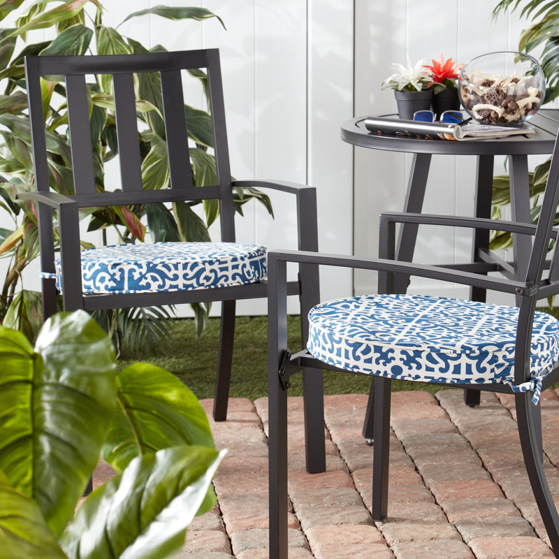 Outdoor Round Dining Chair Seat Pad, Indigo